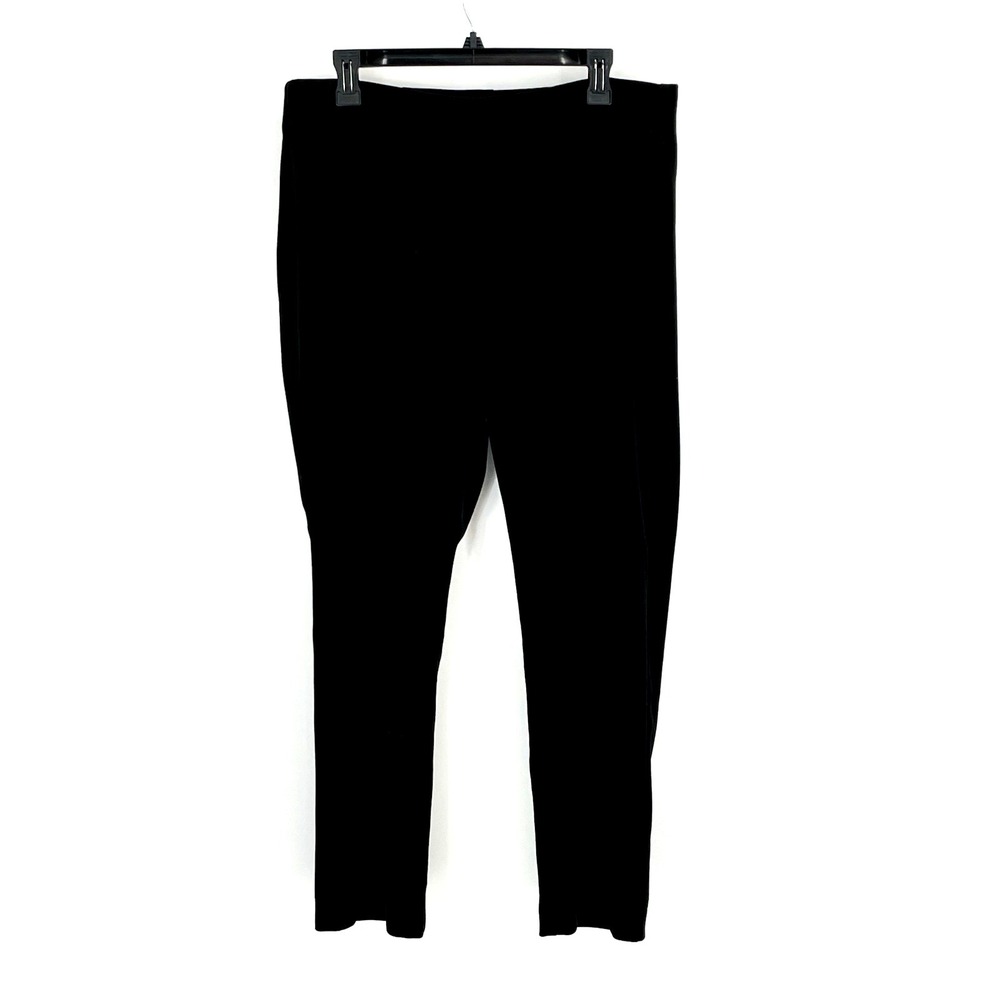 Chicos Size 2 Pants Women Size 12 Black Velour Velvet Leggings Pull‎ On Dressy